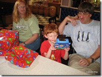 Opening presents at Farrell's